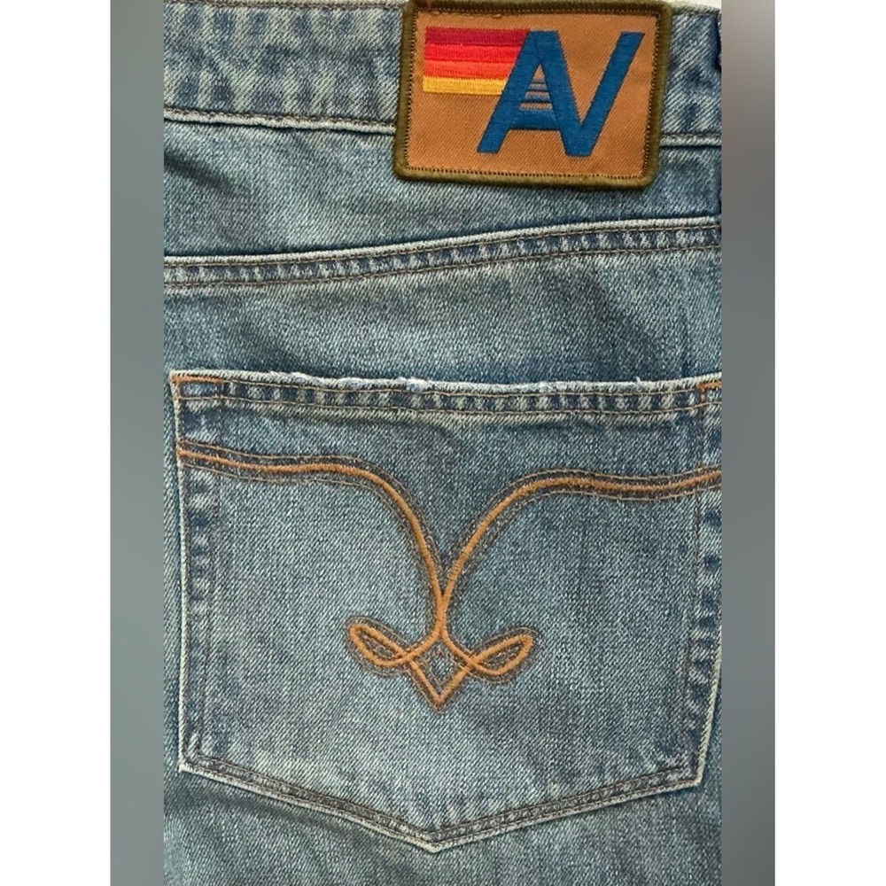 Aviator Nation Canyon Crop Jeans Mid Rise Vintage Medium Wash Distressed  30